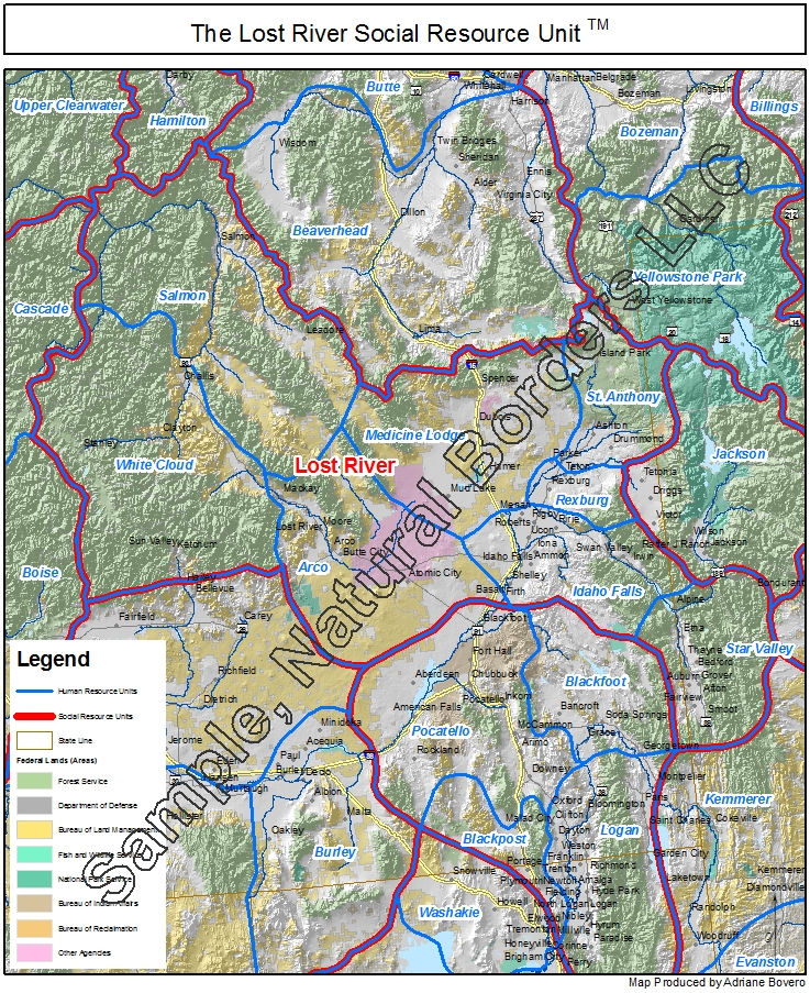Lost River map Social Resource Units of the Western USA